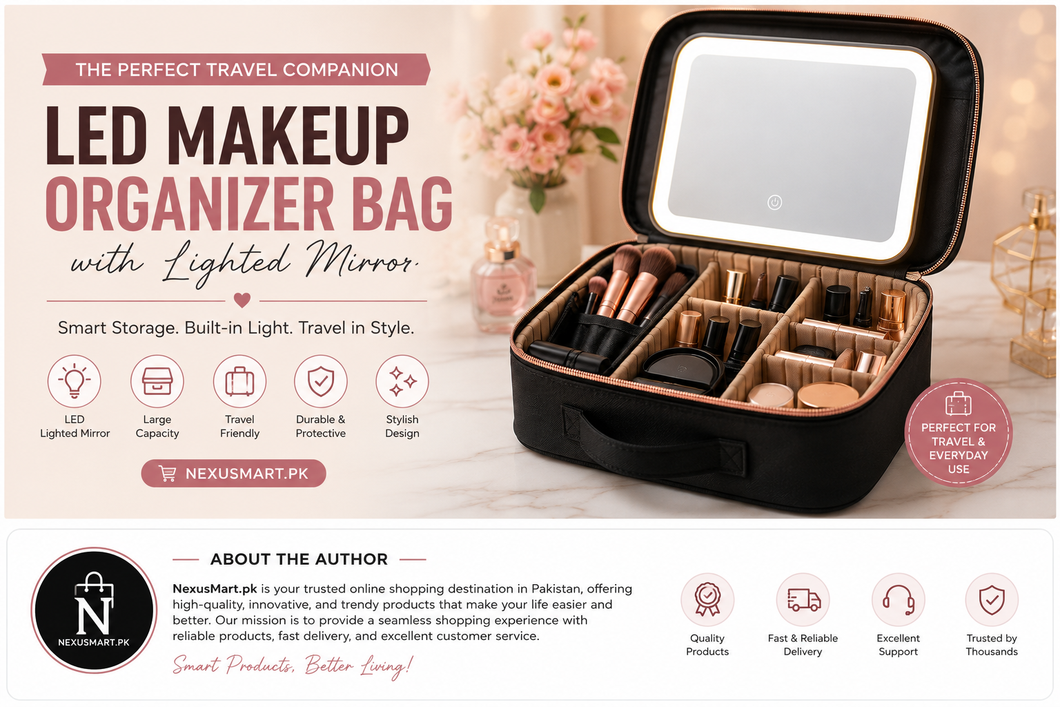 Best LED Makeup Organizer Bag with Mirror in Pakistan – The Perfect Travel Beauty Companion