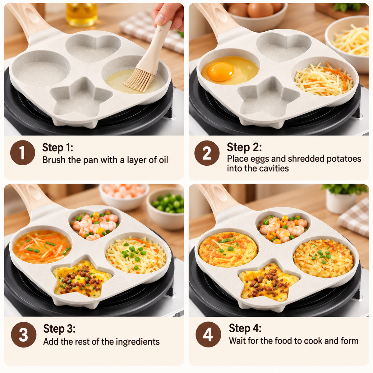 Heart & Star Shape Fry Pan β Fun Breakfast & Egg Cooking Pan