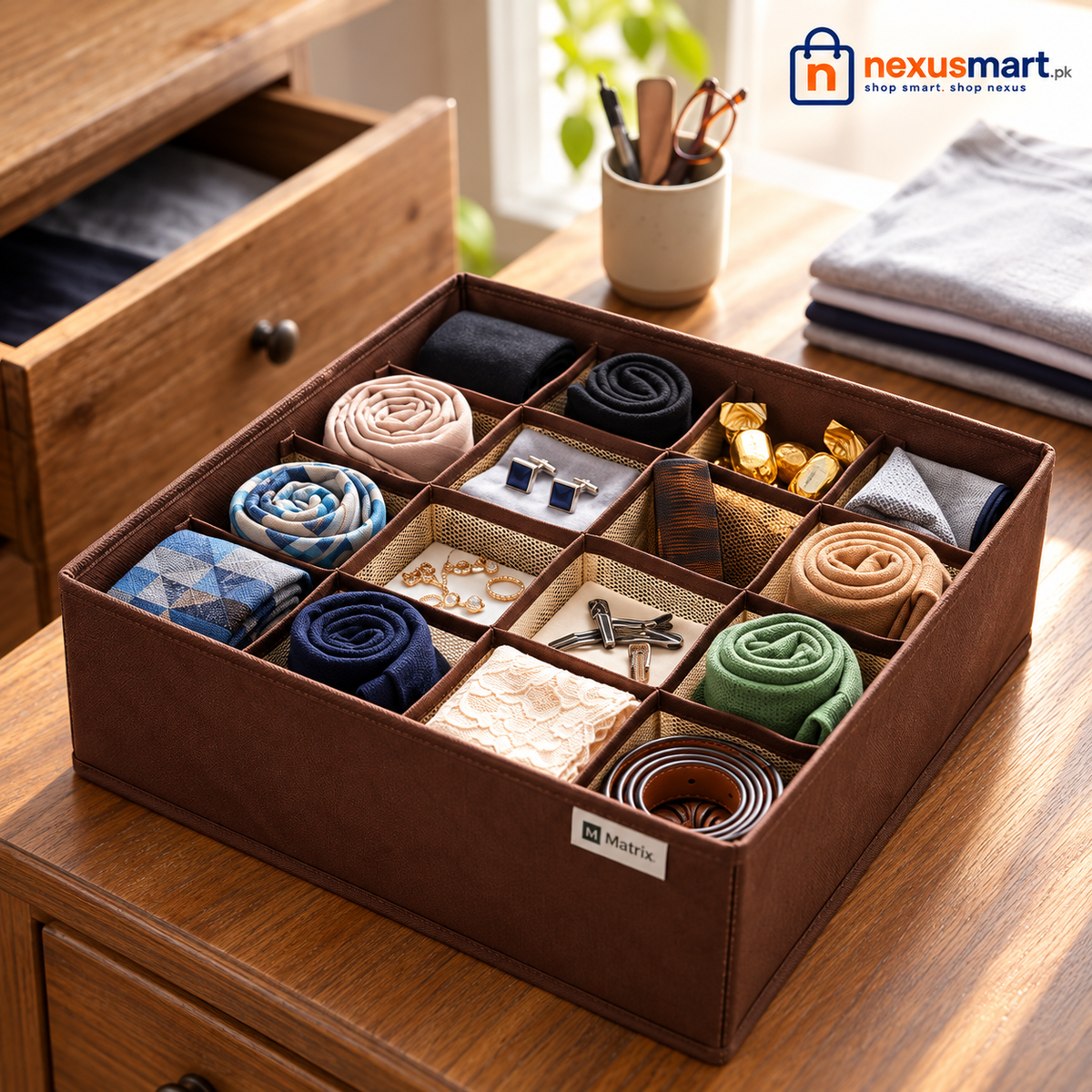 Matrix FlexFold 16-Grid Drawer & Wardrobe Organizer