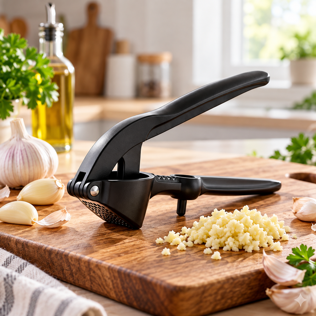 Iron Garlic Press – Manual Garlic Crusher for Kitchen Use