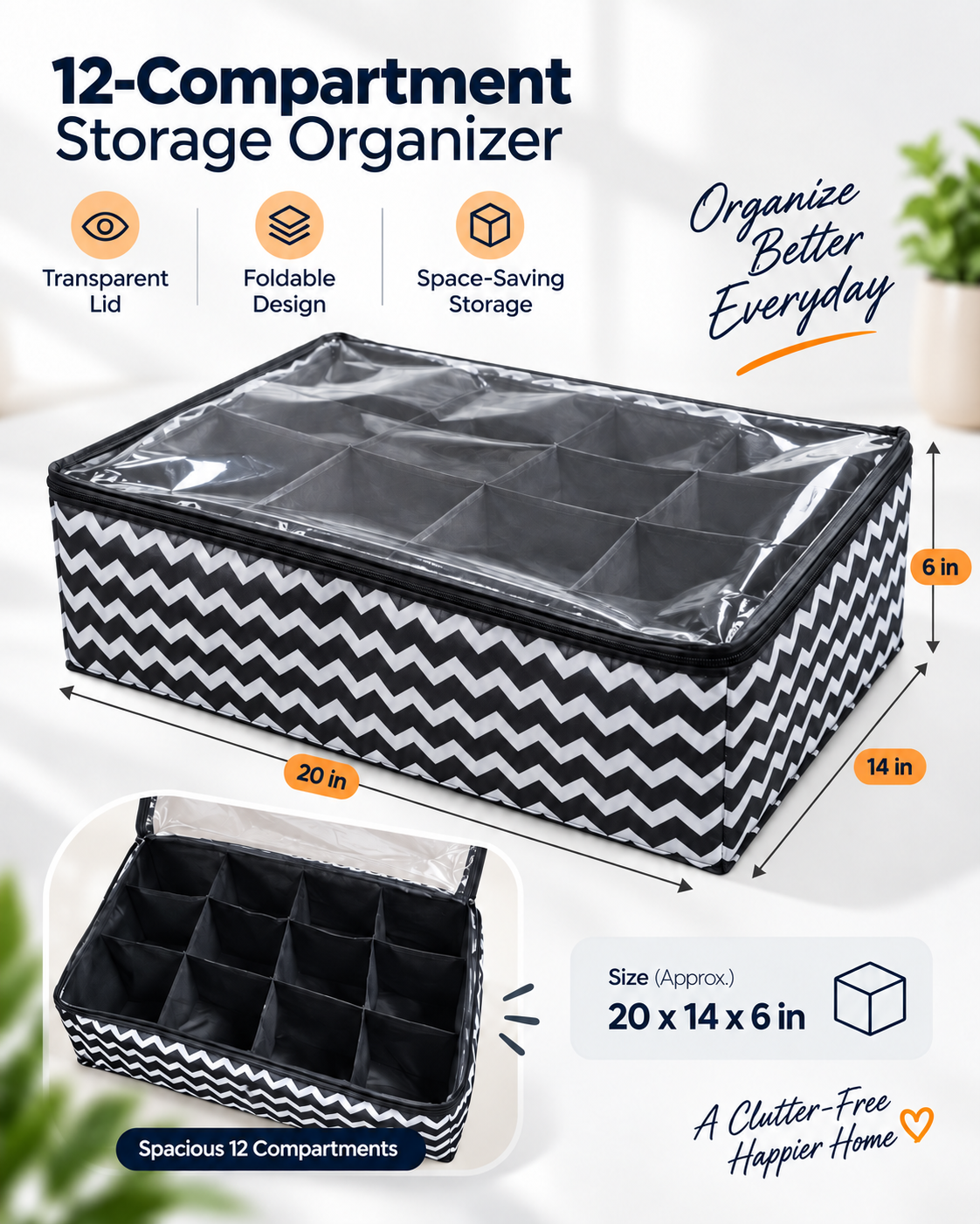 12 compartment storage organizer