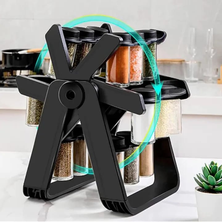 18 Pcs 360° Rotating Spice Jar Set – Ferris Wheel Countertop Seasoning Rack