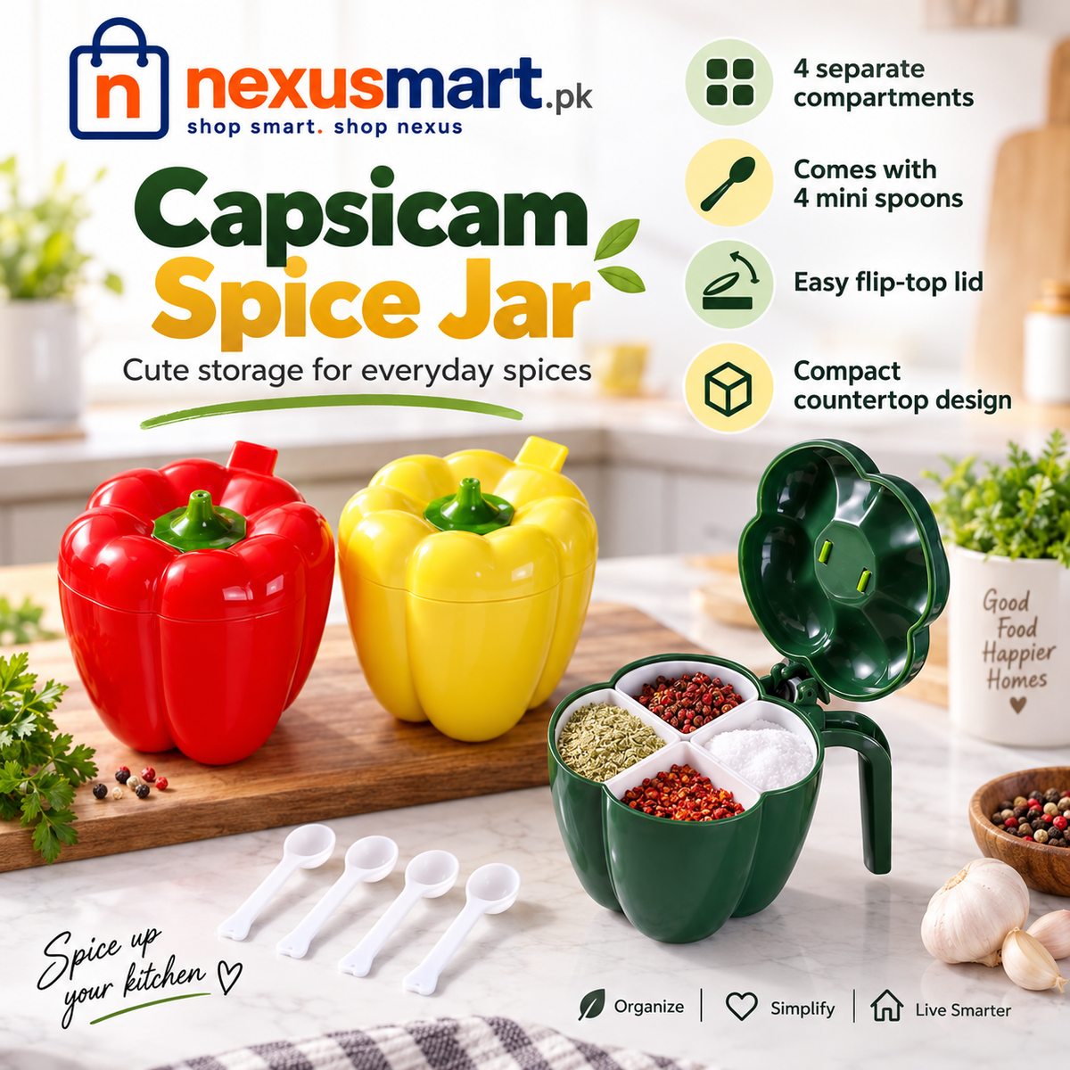Capsicam Spice Jar – Kitchen Seasoning Storage Container