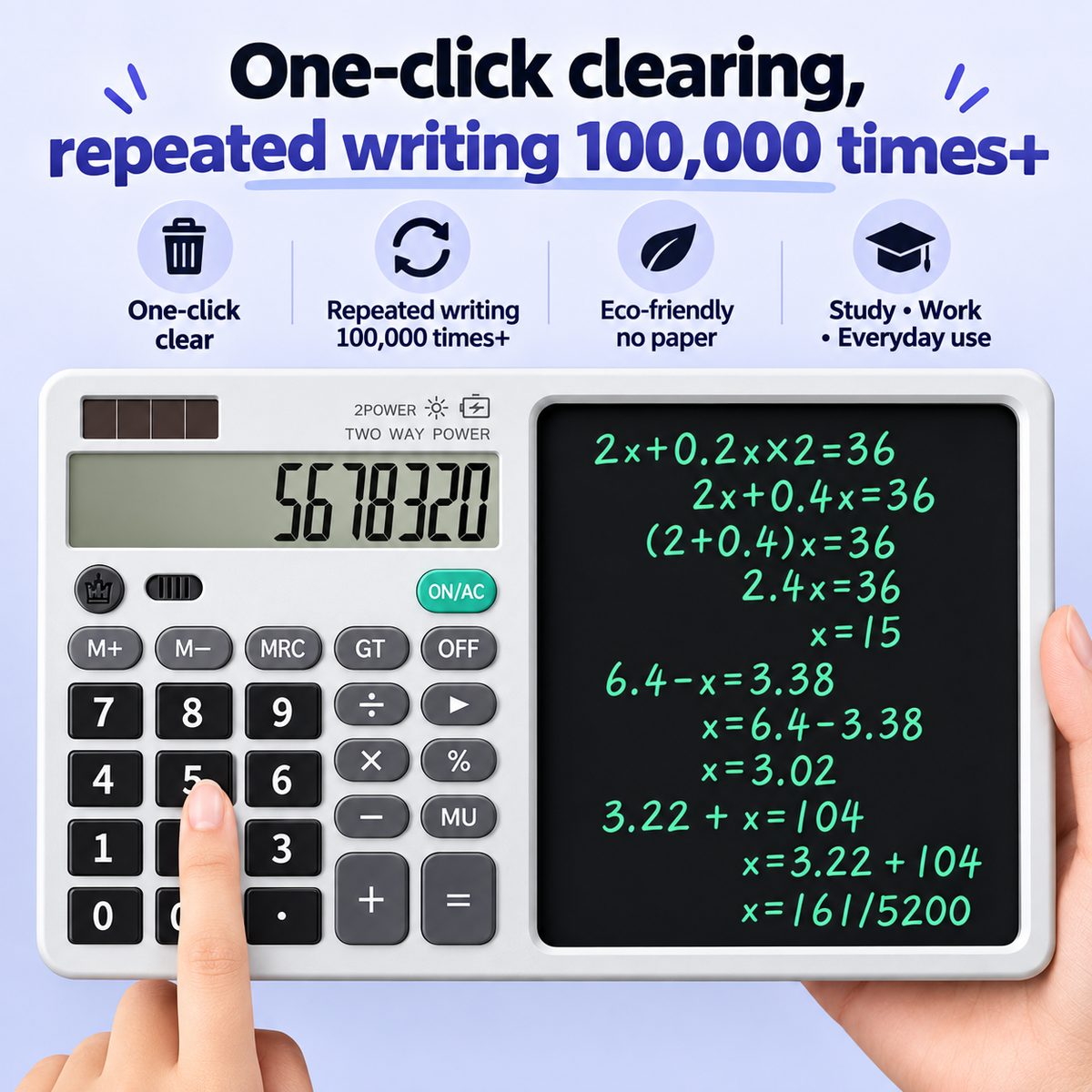 Calculator with Writing Tablet β Portable 12-Digit LCD Calculator