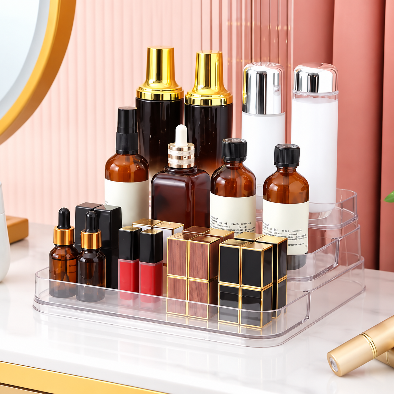 Acrylic Perfume Organizer β Clear Vanity & Fragrance Storage Stand