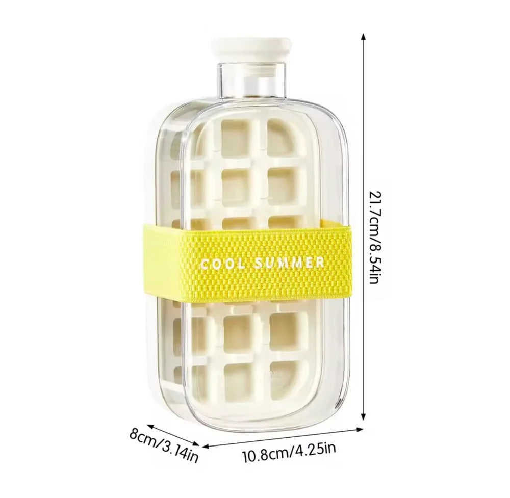 2-in-1 Ice Cube Maker Water Bottle β Portable Ice Mold & Cooler Cup