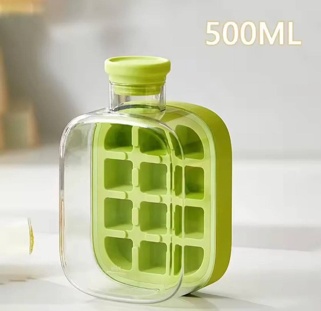 2-in-1 Ice Cube Maker Water Bottle β Portable Ice Mold & Cooler Cup