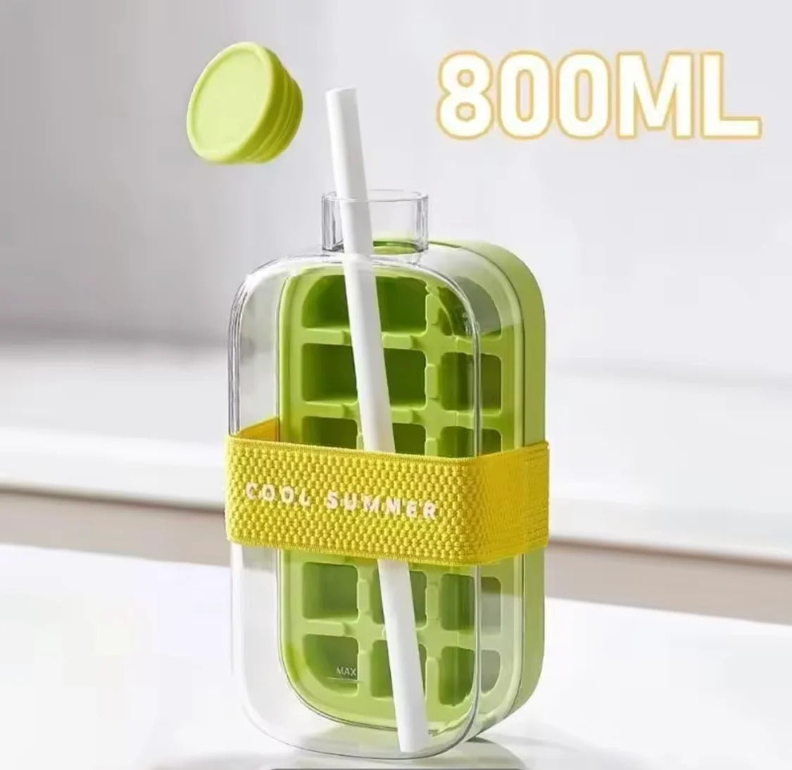 2-in-1 Ice Cube Maker Water Bottle β Portable Ice Mold & Cooler Cup