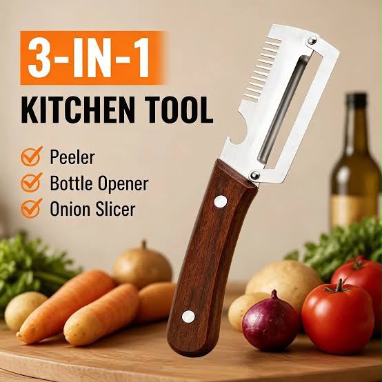 3-in-1 Multifunction Kitchen Tool β Peeler, Bottle Opener & Vegetable Slicer