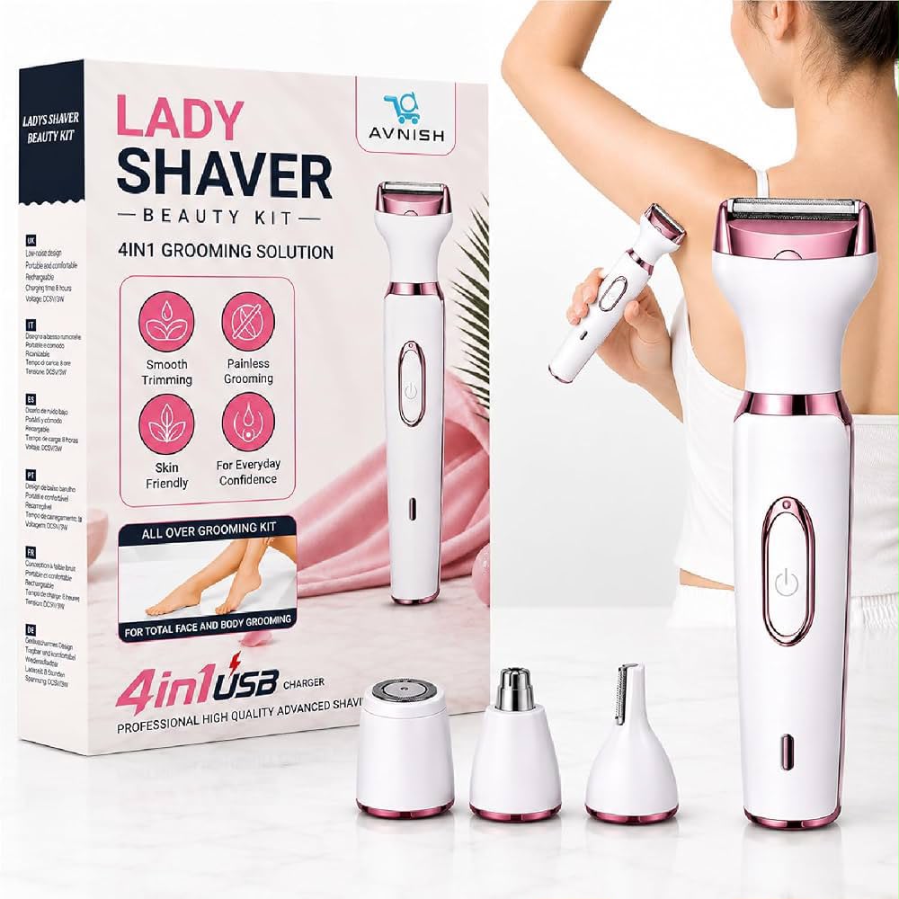 4-in-1 Rechargeable Ladies Shaver Beauty Kit – Personal Grooming Tool