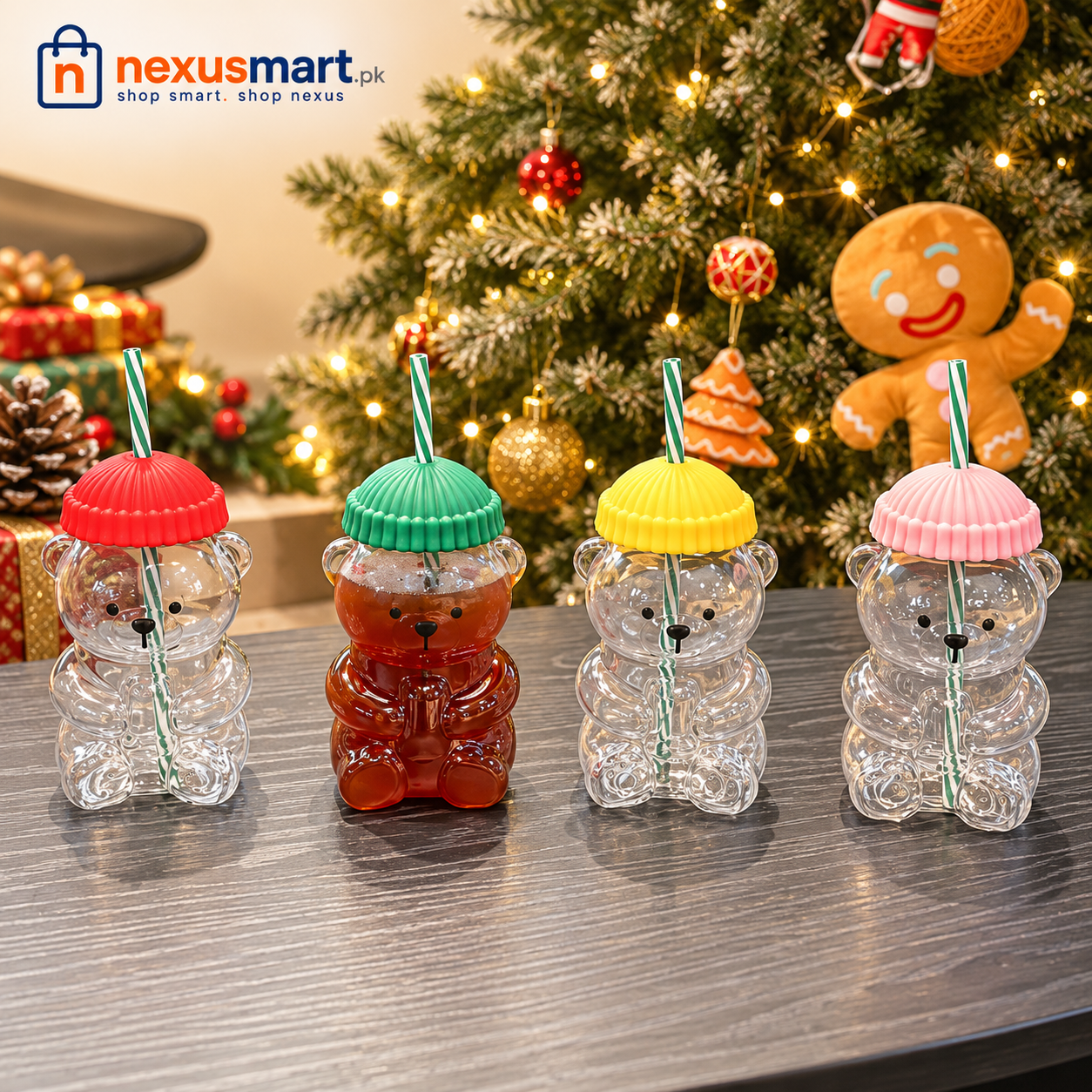 Bear Glass Sipper β Cute Glass Drinking Cup with Straw