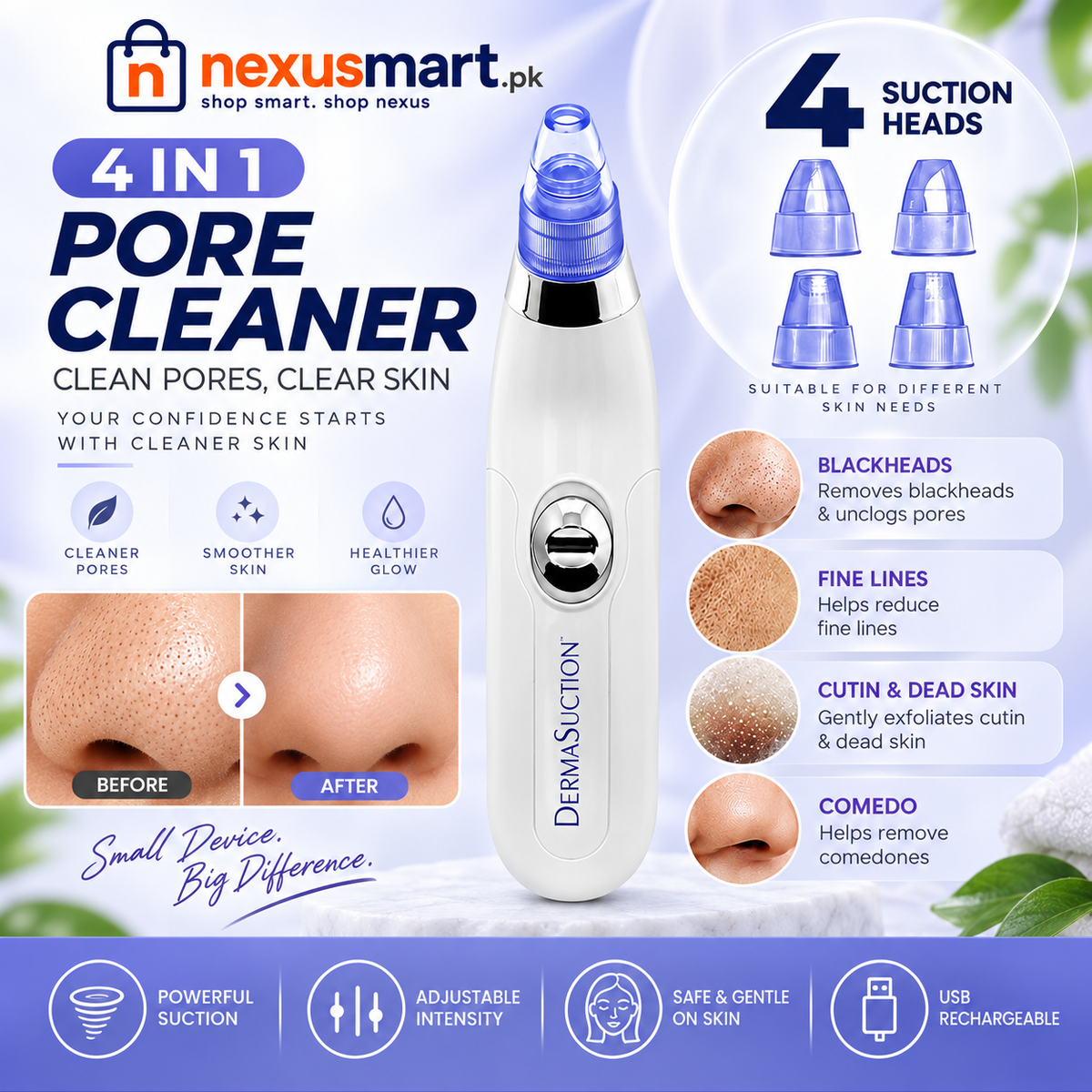 4-in-1 Handy Pore Cleaner – Cell-Operated Skincare Tool