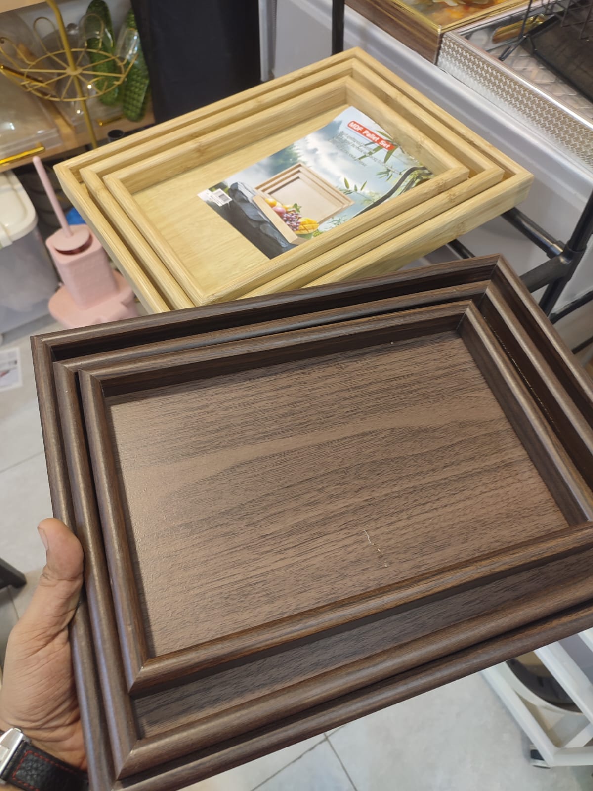 Premium Wooden Serving Tray Set (3 Pcs) | Decorative & Multipurpose Serving Trays