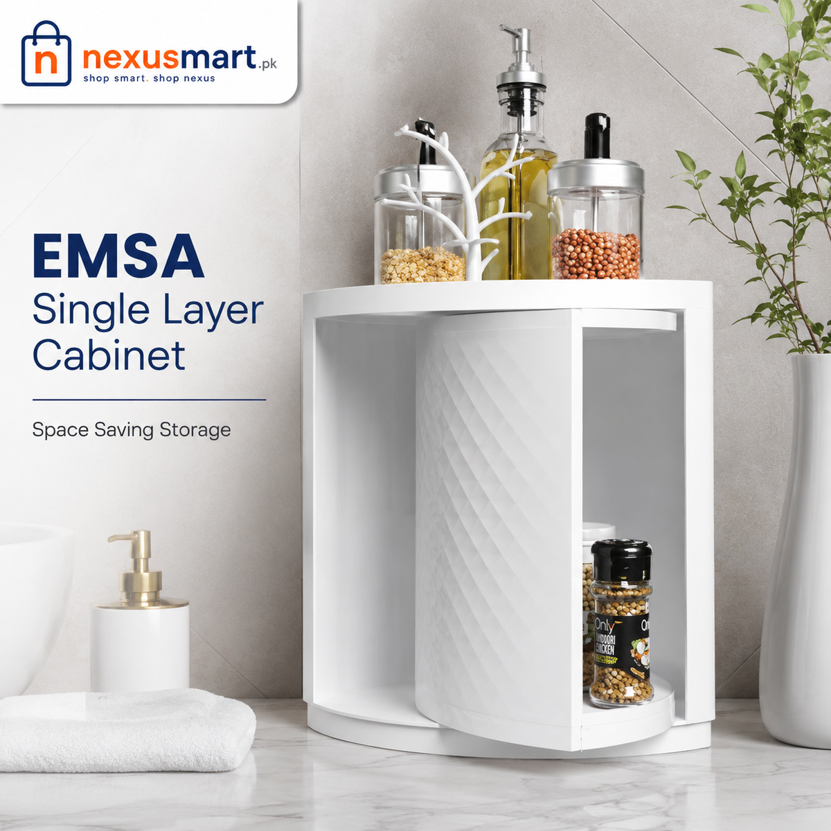 Emsa Single Layer Bathroom Cabinet β Corner Storage Organizer