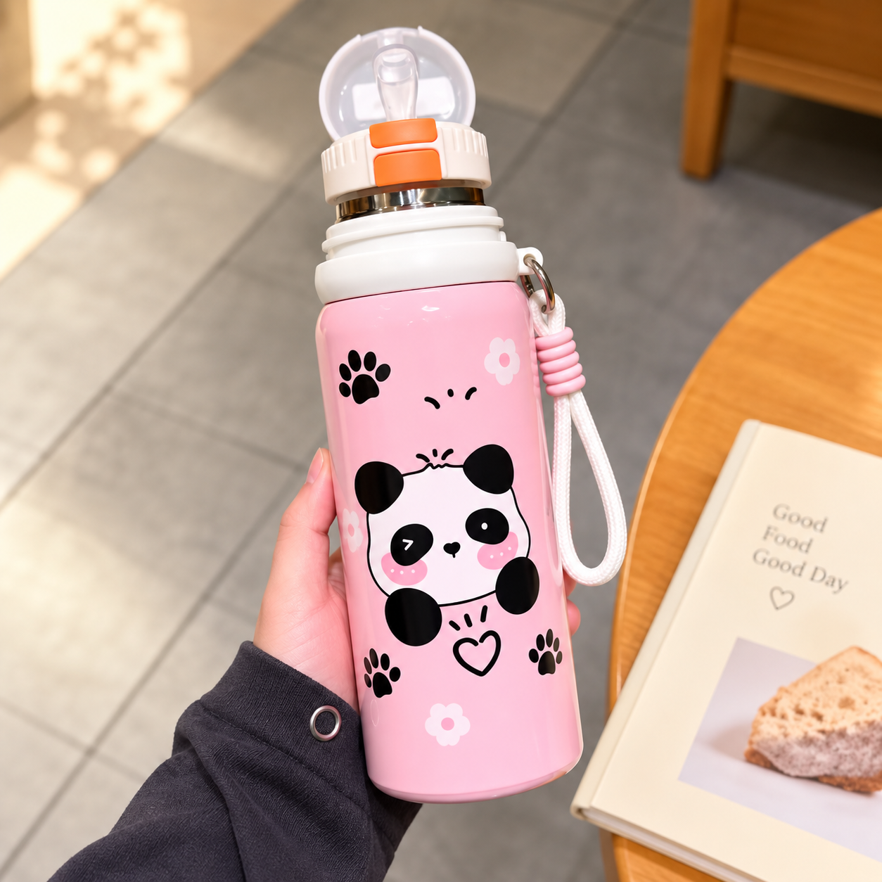 2-in-1 Cute Panda Vacuum Flask β Portable Insulated Water Bottle