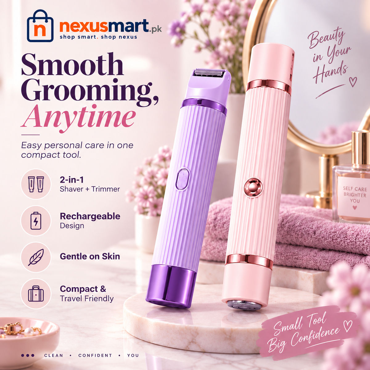 2-in-1 Double-Sided Rechargeable Hair Trimmer – Personal Grooming Tool