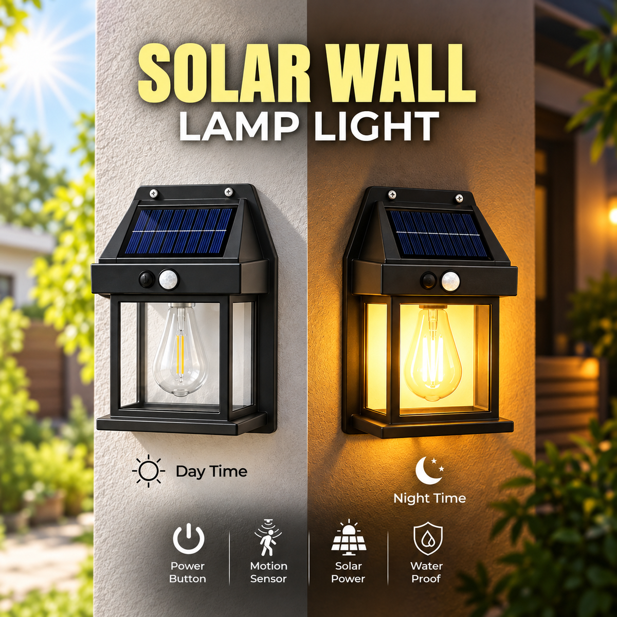 LED Solar Wall Lamp β Waterproof Motion Sensor Outdoor Garden Light