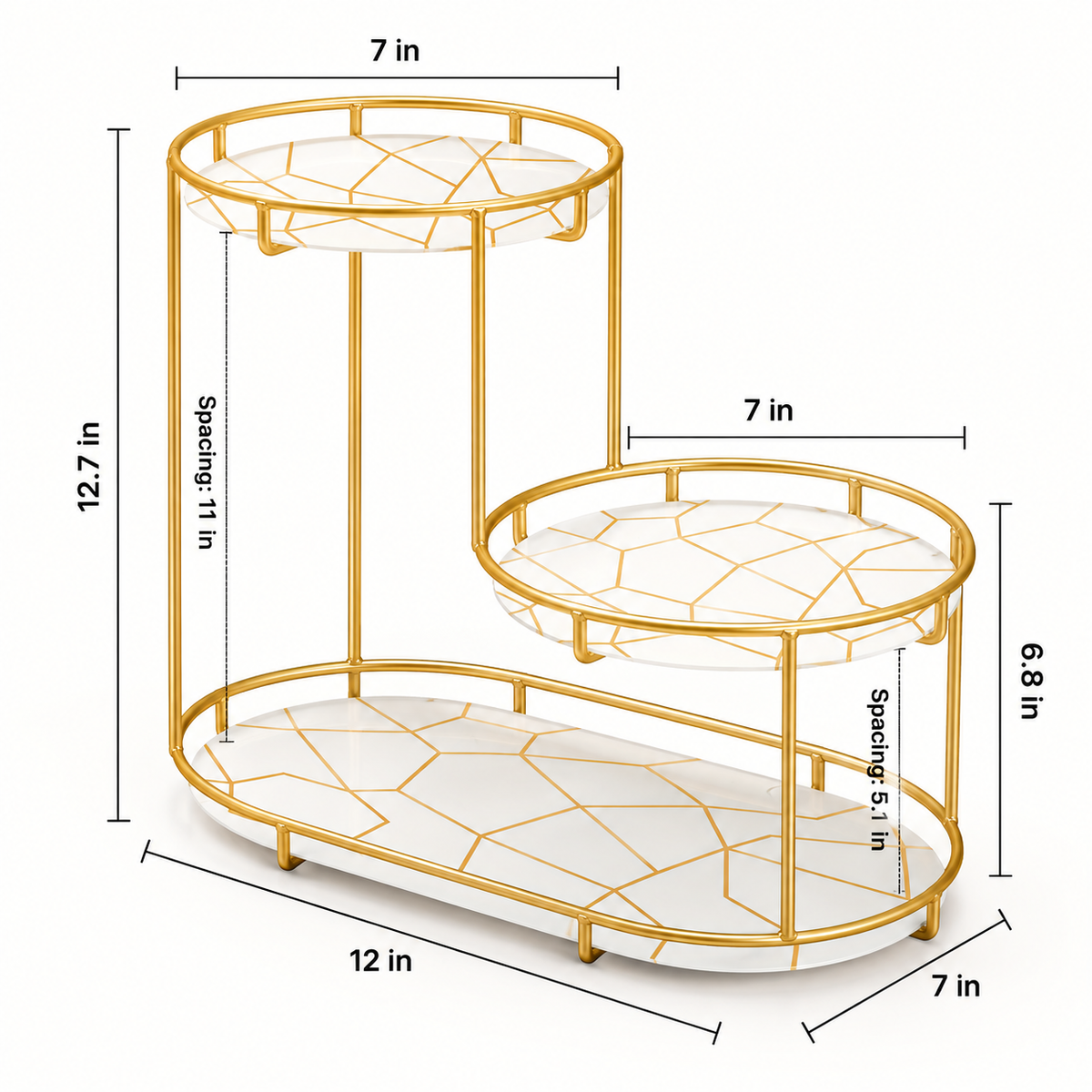3-Tier Golden Vanity Stand – Cosmetic, Perfume & Skincare Organizer
