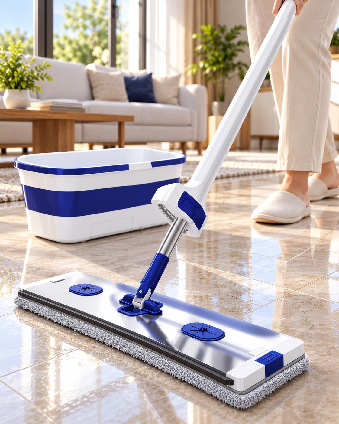 Flat Mop with Bucket – Convenient Floor Cleaning Set