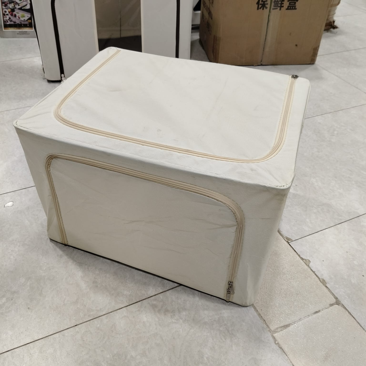 60L Large Cloth Storage Box with Metal Support Frame β Foldable Organizer