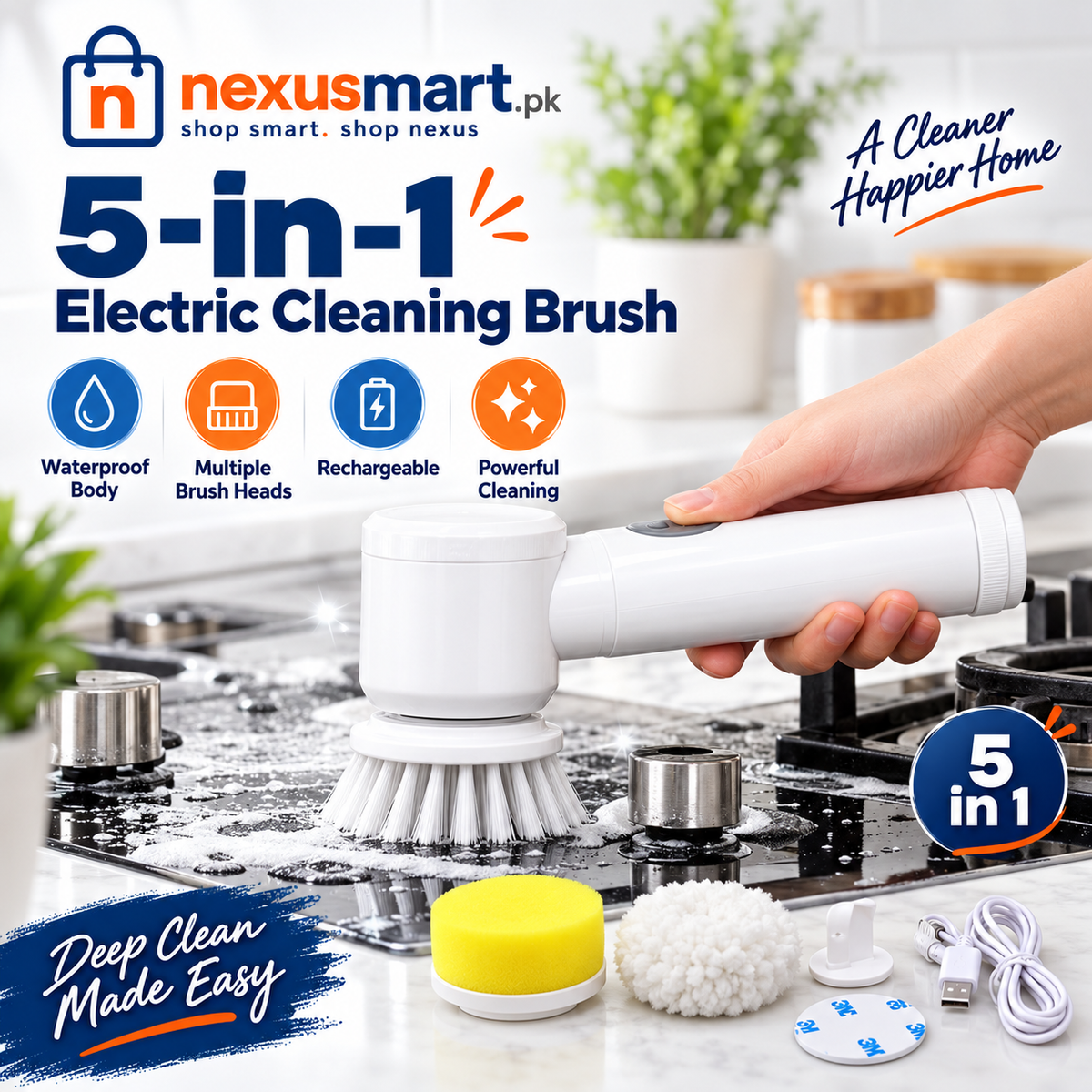 5-in-1 Cleaning Brush – Multi-Purpose Detail Cleaning Tool
