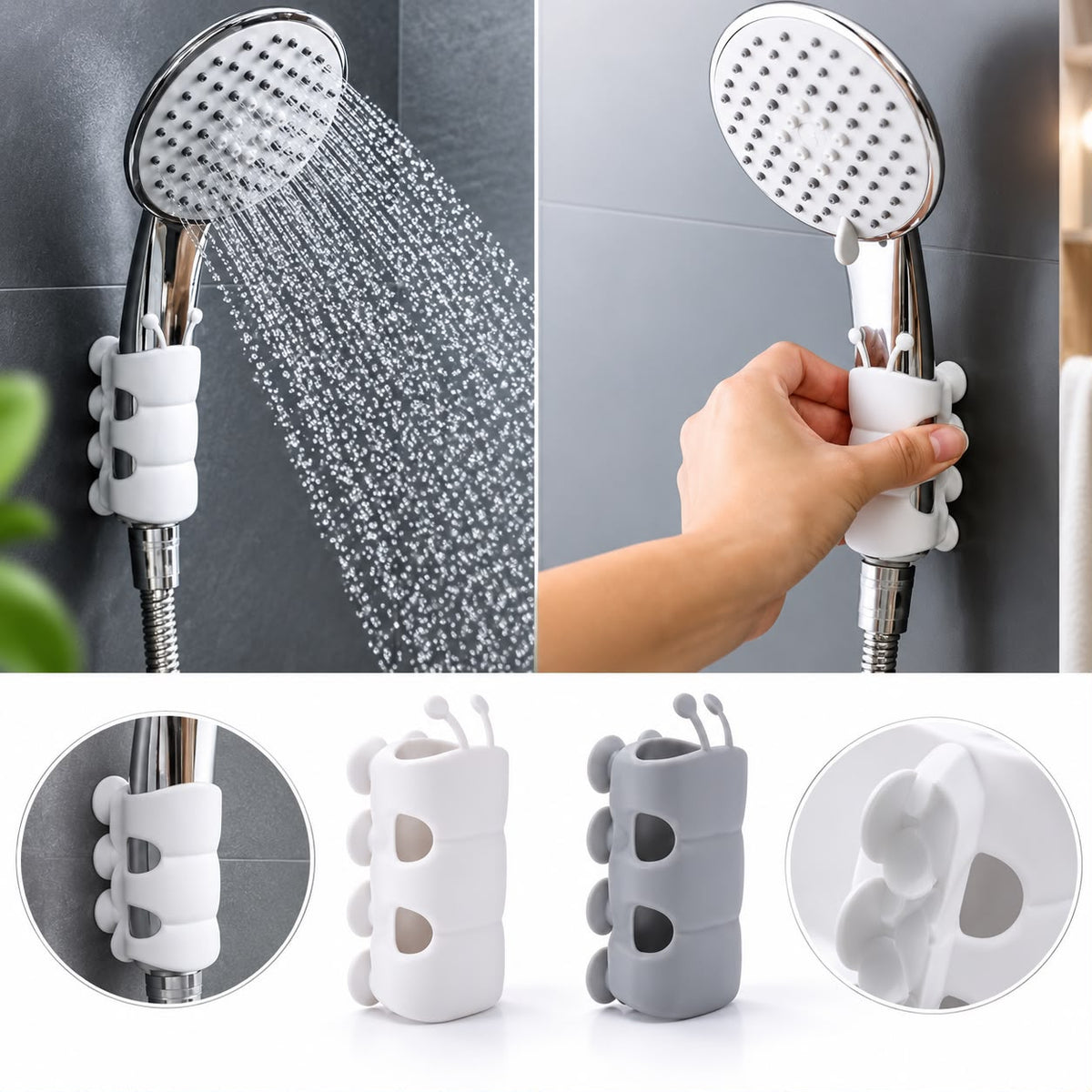 Silicone Shower Suction Holder β Wall-Mounted Bathroom Organizer
