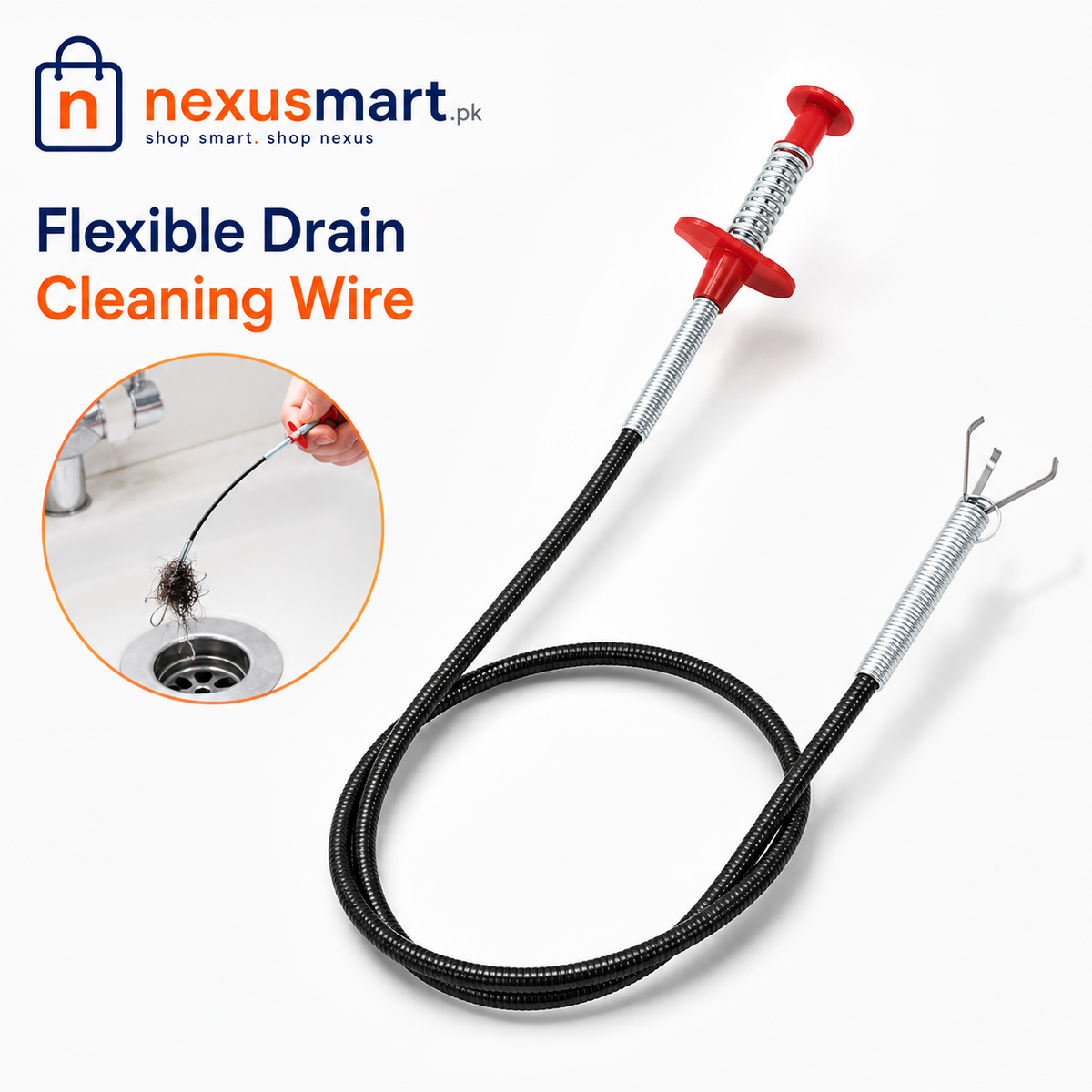 Flexible Drain Cleaning Wire with Grabber Claw β Sink, Toilet & Pipe Cleaning Tool