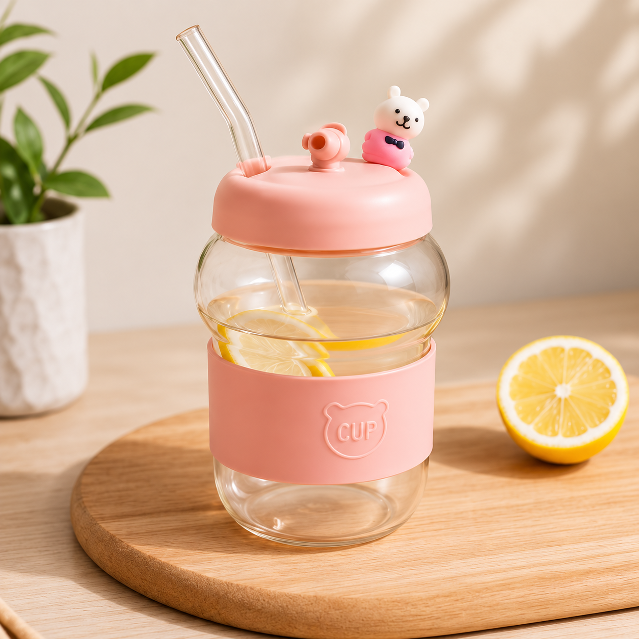 Cute Glass Straw Sipper β Reusable Stylish Drinking Cup