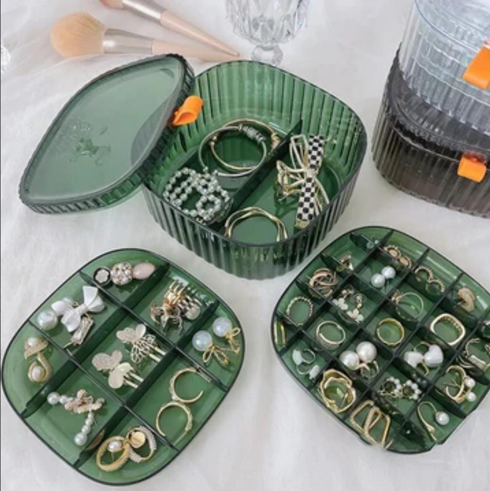 3-Layer Transparent Acrylic Jewellery Organizer – Square Storage Box