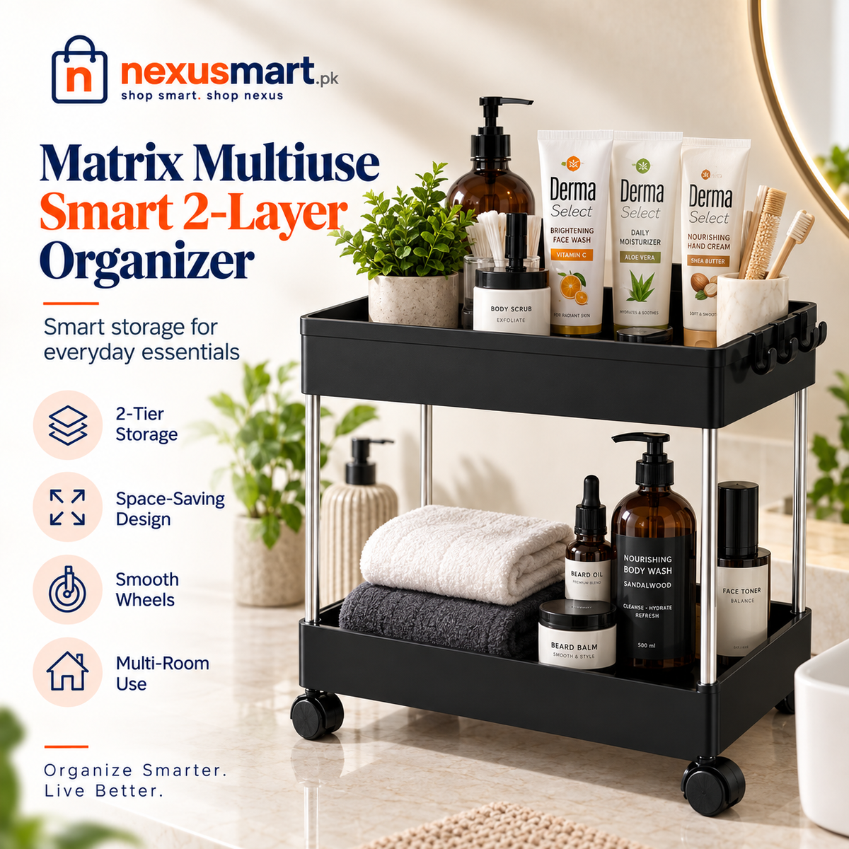 Matrix Multiuse Smart 2-Layer Organizer – Multi-Purpose Storage Rack