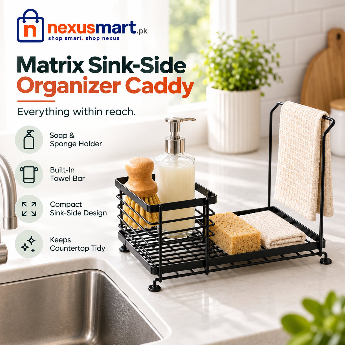 Matrix Sink-Side Organizer Caddy – Countertop Storage Organizer