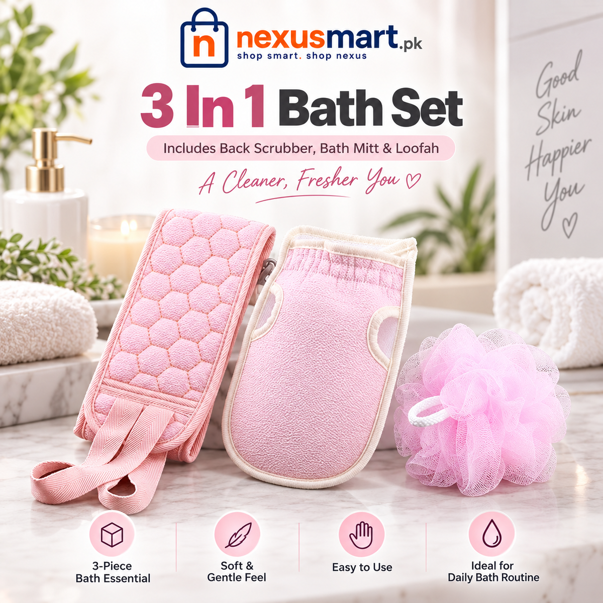 3-in-1 Bathroom Set – Multipurpose Bath Accessories Set