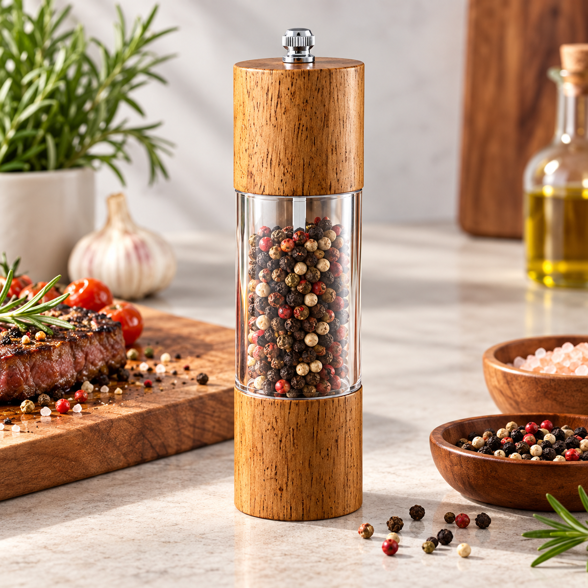 Wooden Pepper Grinder – Kitchen Spice & Pepper Mill