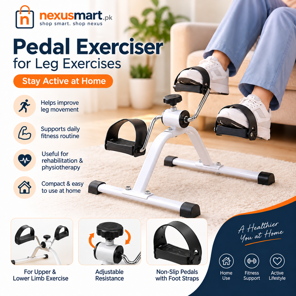 Pedal Exerciser for Leg Exercises – Compact Seated Workout Trainer