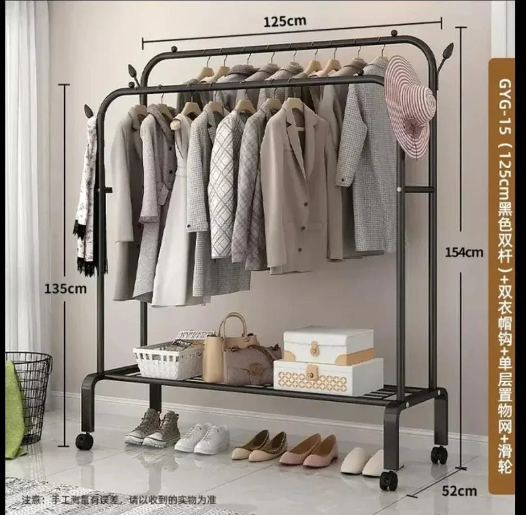 Double Pole Metal Cloth Stand for Home and Office Use