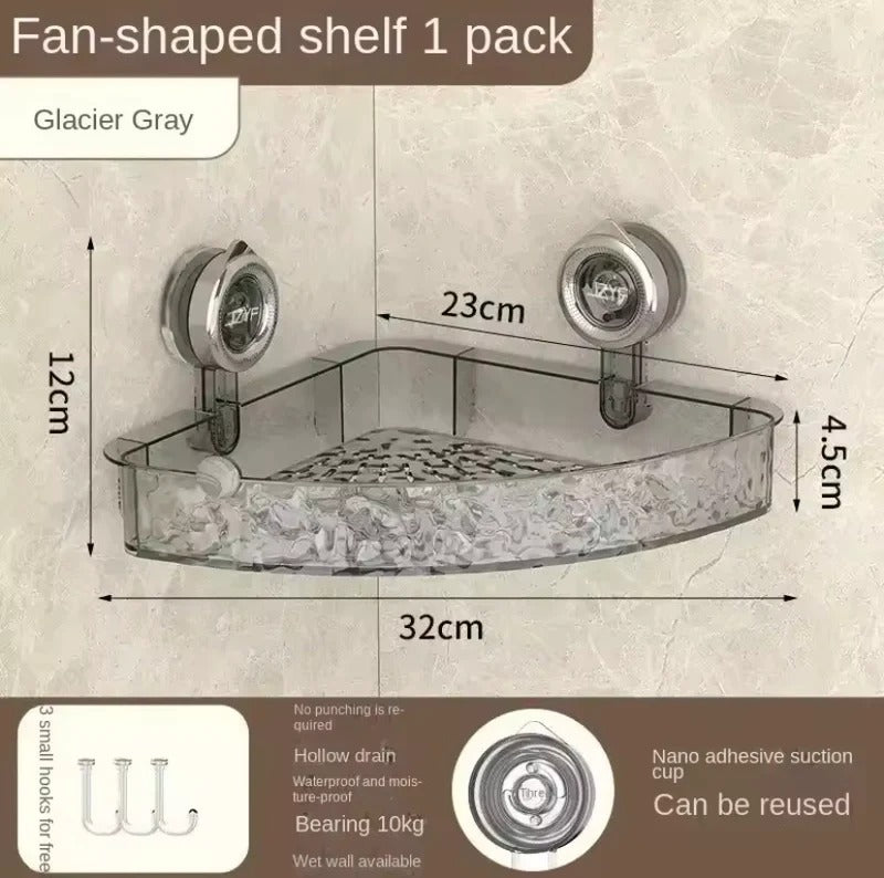 Luxury Clear Acrylic Bathroom Corner Shelf | No Drill Storage Rack