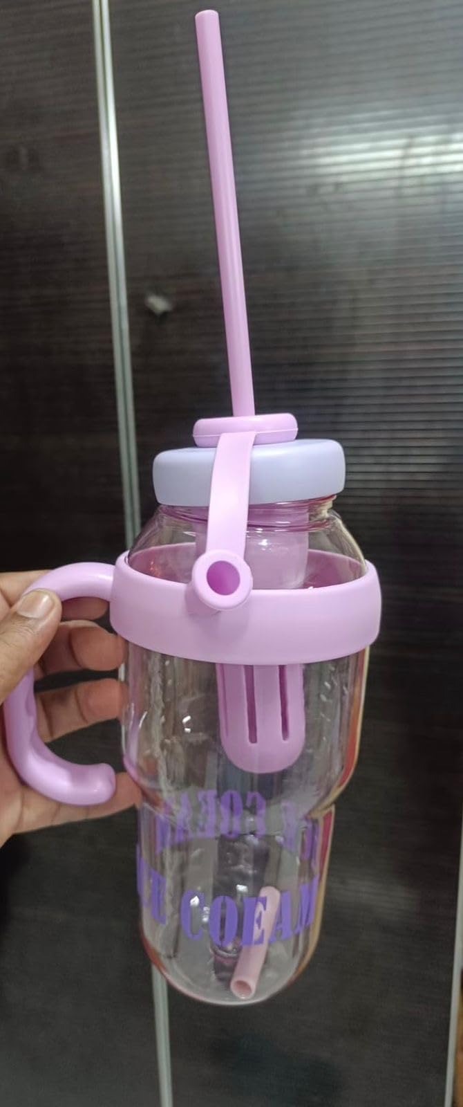 1300ML Ice Cream Fruit Infuser Water Bottle with Straw & Handle – Leakproof Tea Infuser Tumbler