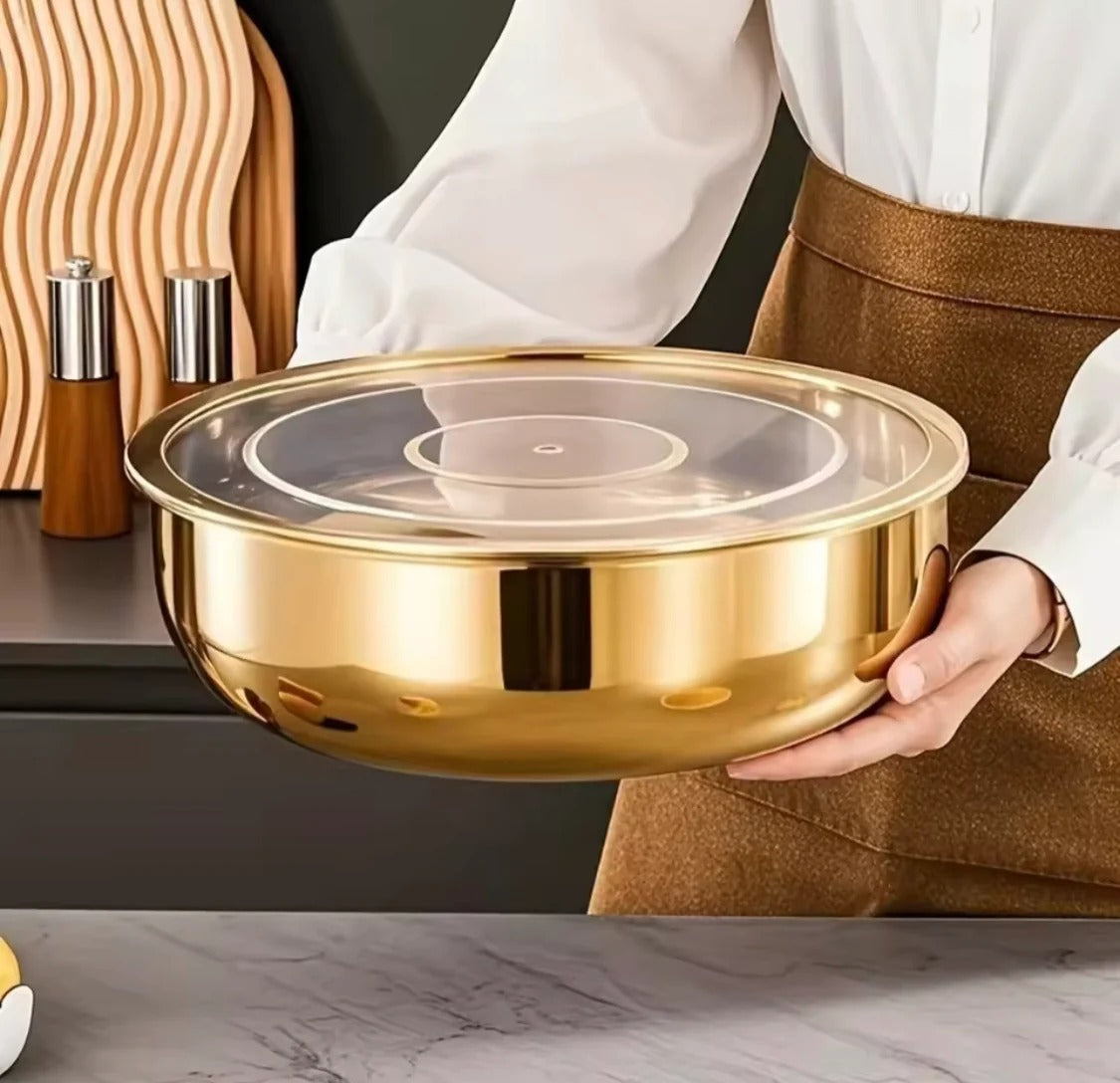 Multipurpose Stainless Steel Mixing Bowl with Transparent Lid