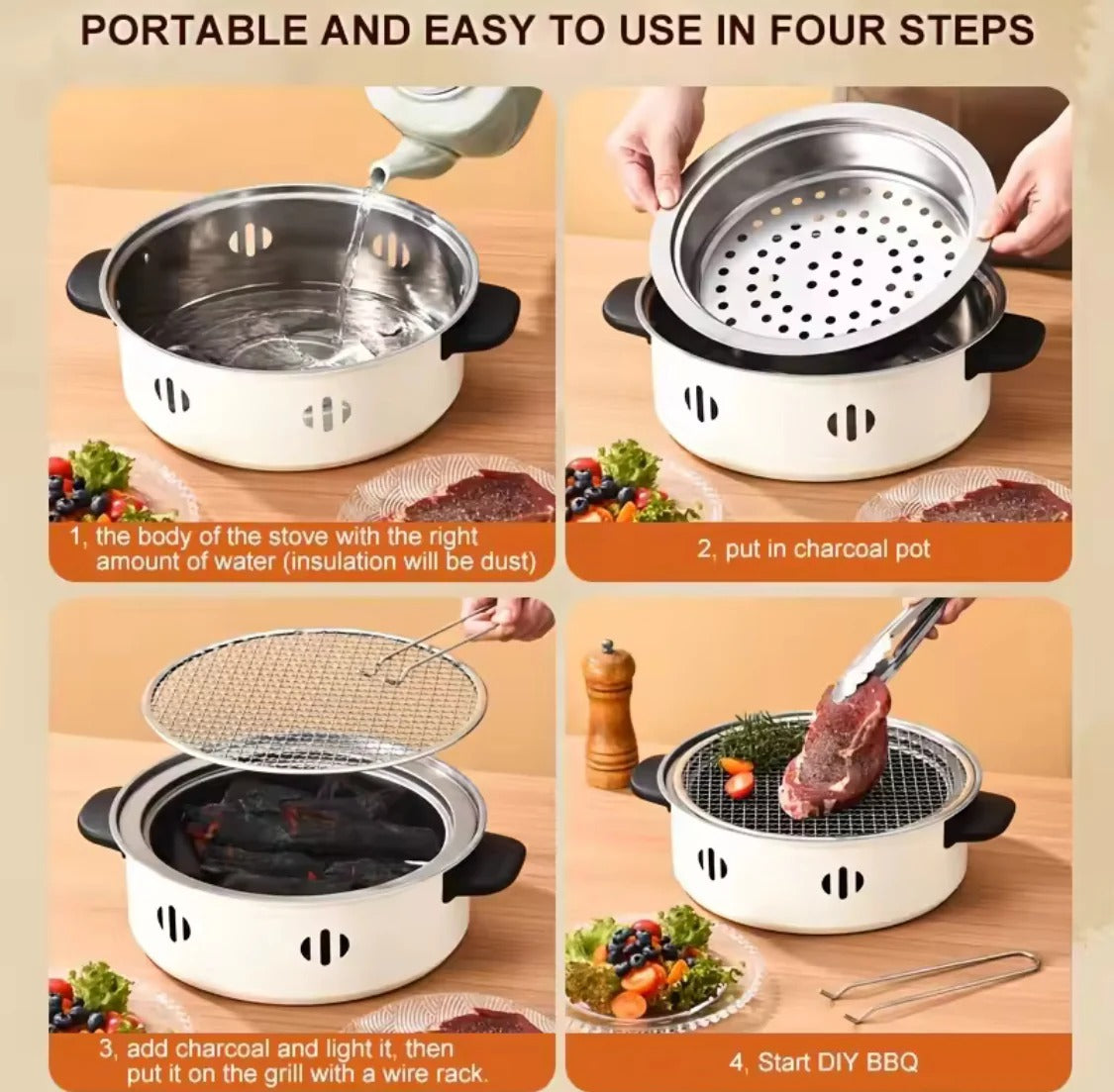 Portable Korean Charcoal Bbq Grill Stove Kitchen & Cooking view 2 - Nexusmart Pakistan