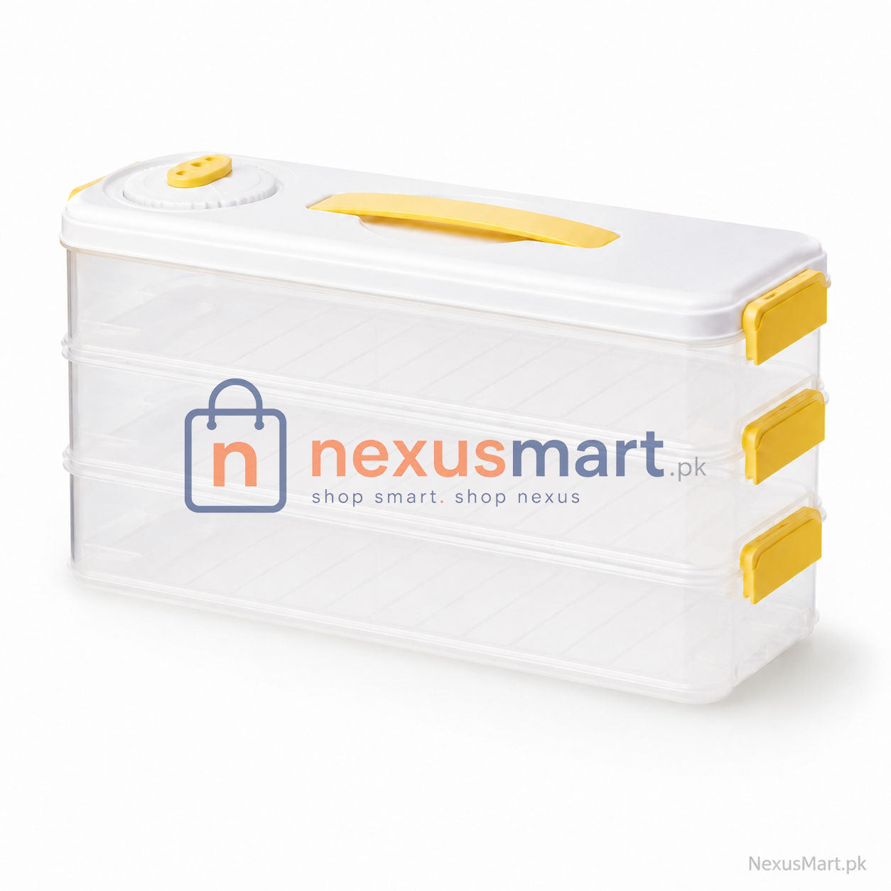 3 Layer Refrigerator Storage Box with Handle – Stackable Fridge Organizer | NexusMart.pk