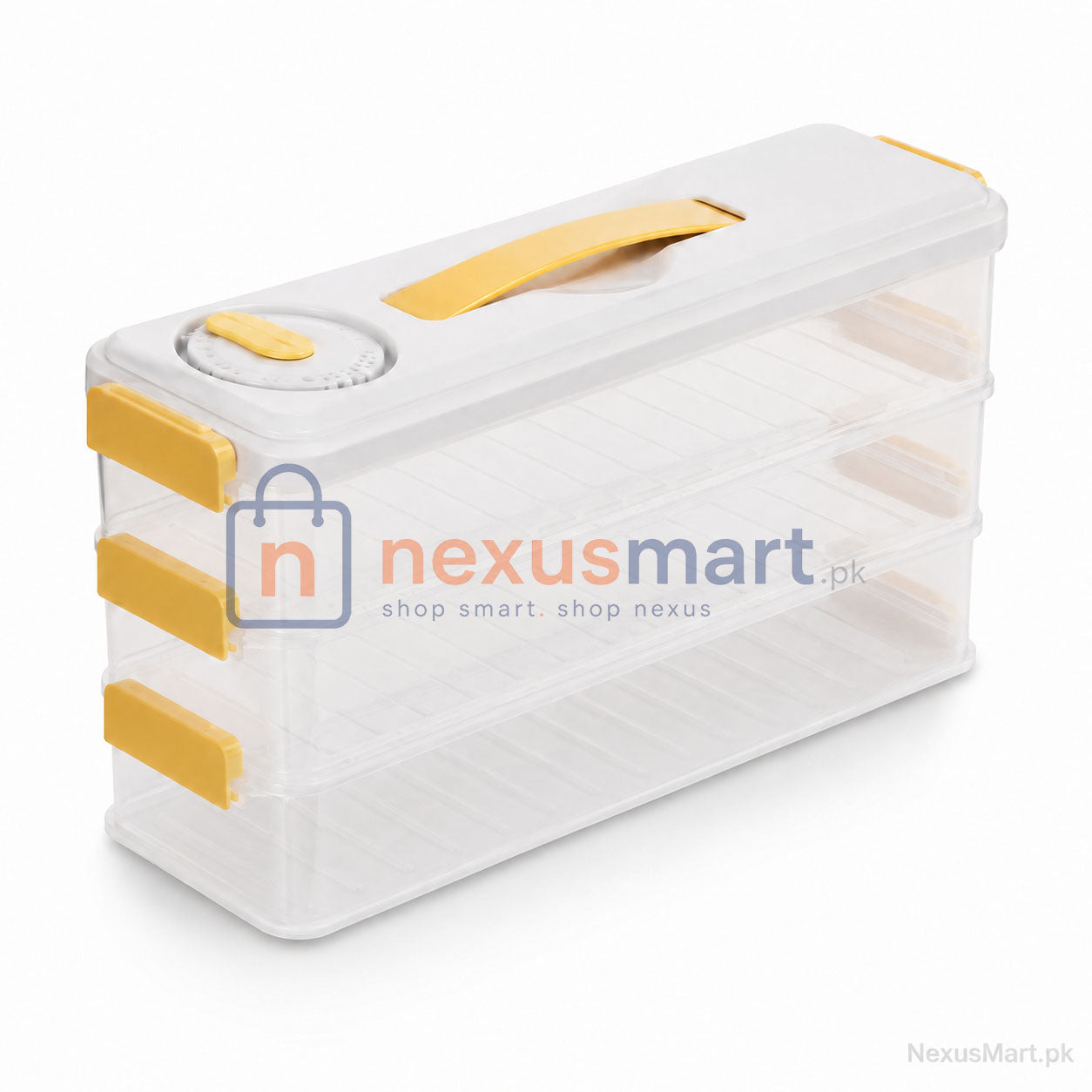 3 Layer Refrigerator Storage Box with Handle – Stackable Fridge Organizer | NexusMart.pk