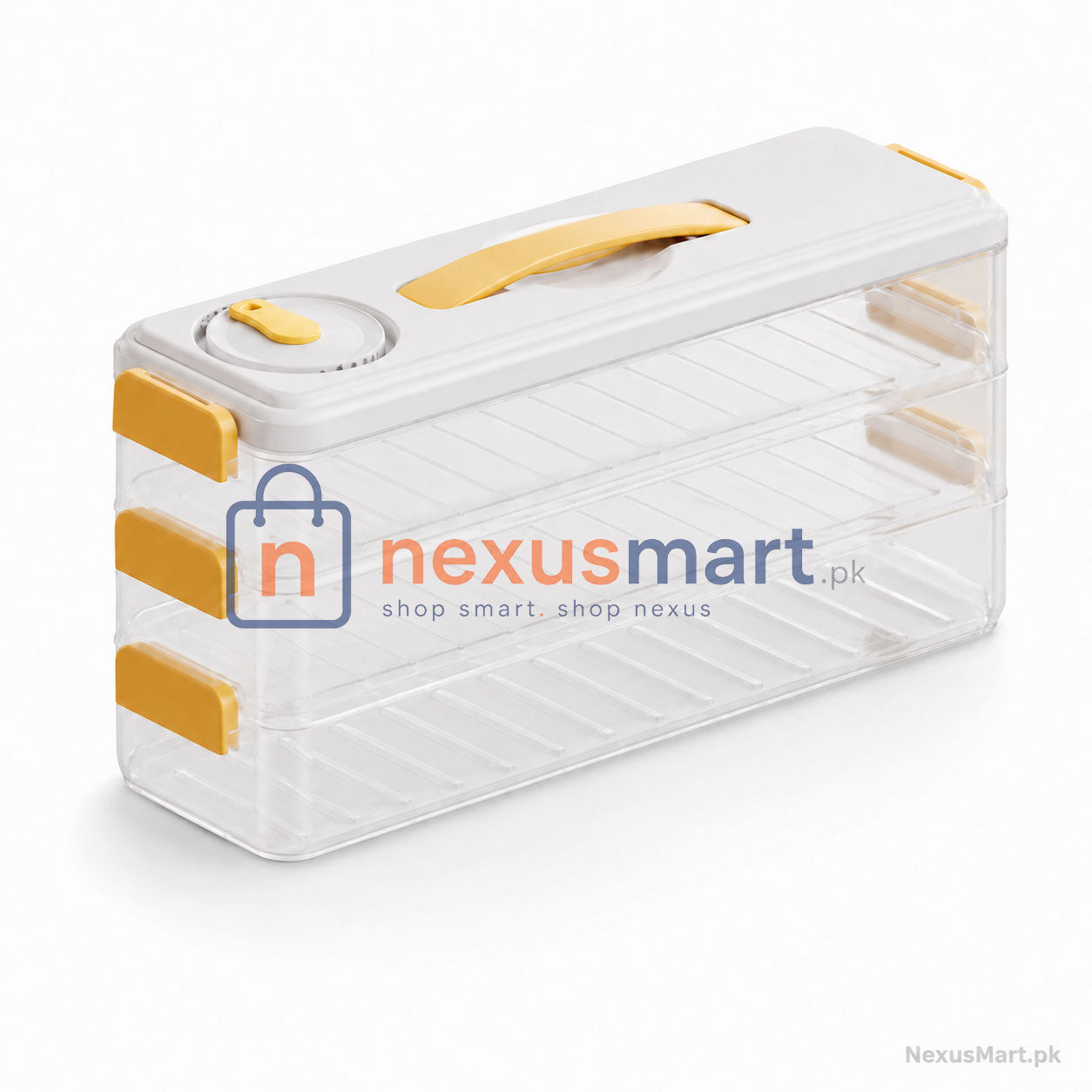 3 Layer Refrigerator Storage Box with Handle – Stackable Fridge Organizer | NexusMart.pk