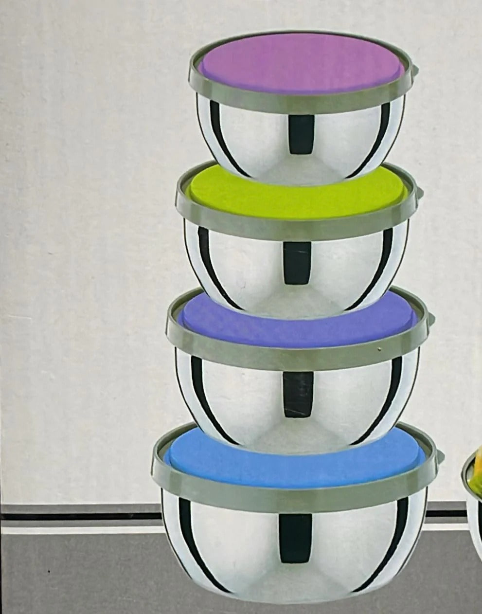 Stainless Steel 3-Piece Bowl Set with Colorful Lids view 4 - Nexusmart Pakistan