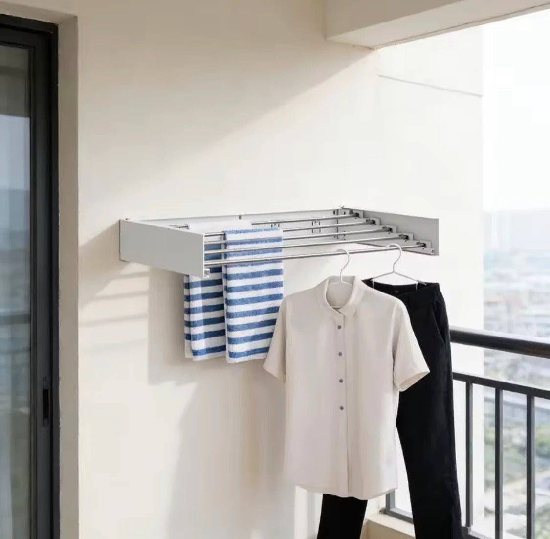 Wall Mounted Foldable Clothes Rack 80CM Bathroom Accessories view 8 - Nexusmart Pakistan