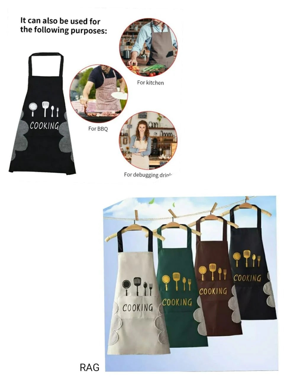 Waterproof Kitchen Cooking Apron Oil & Water Resistant with Front Po view 3 - Nexusmart Pakistan