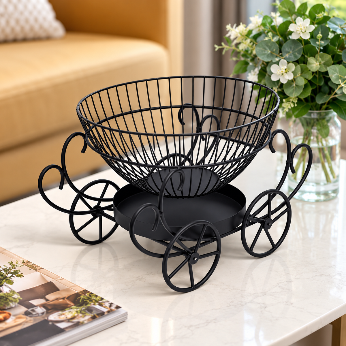 2-Tier Decorative Fruit Basket – Metal Countertop Organizer