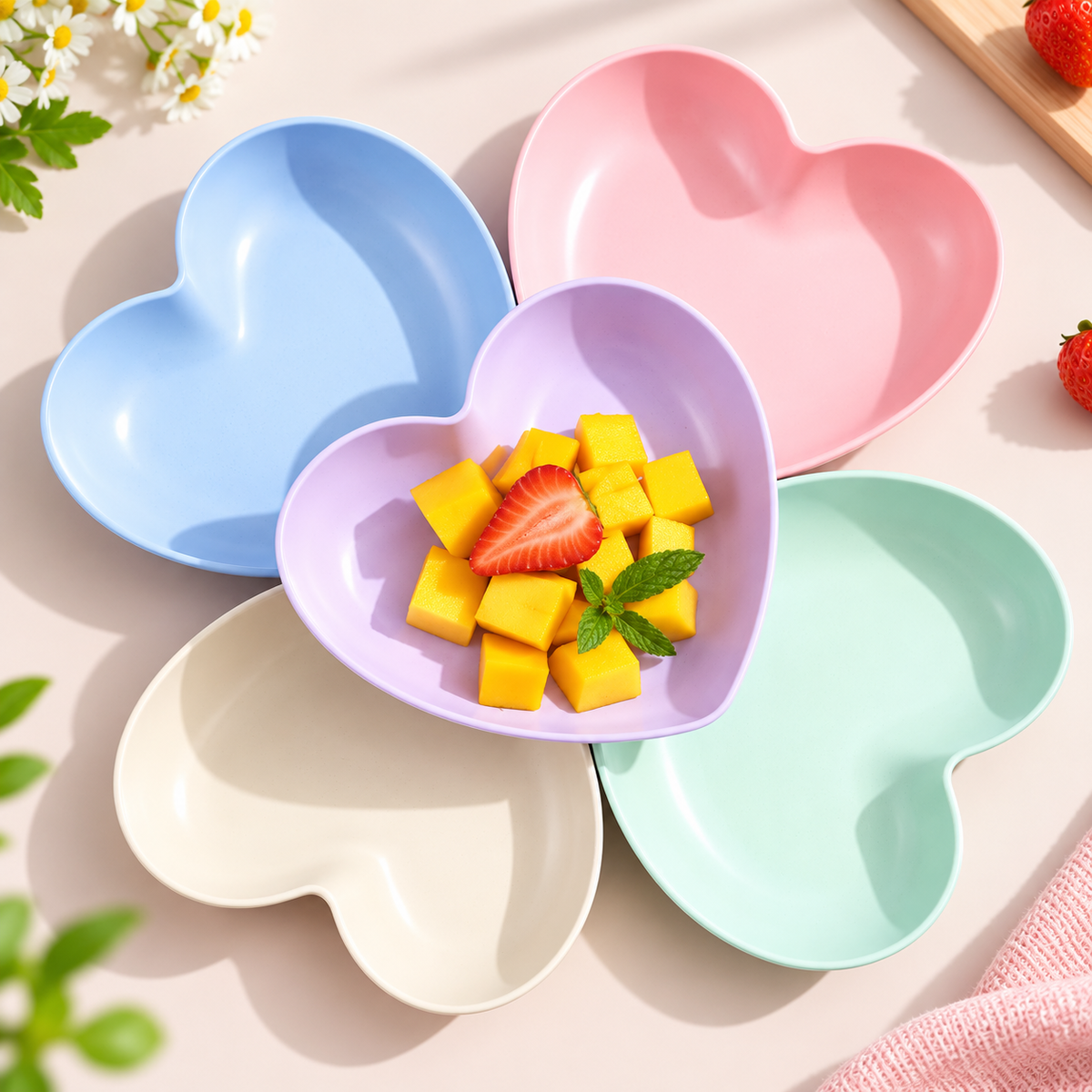 Heart Shape 10-Piece Plate Set with Holder β Serving & Snack Plate Set