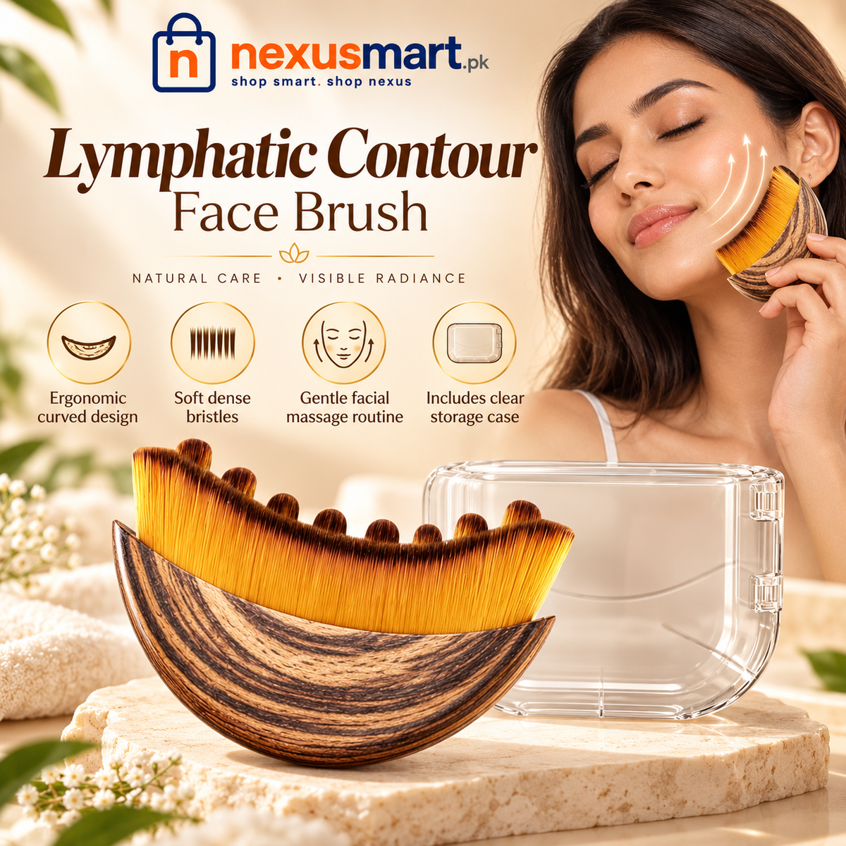 Lymphatic Contour Face Brush for Facial Massage & Skincare Routine