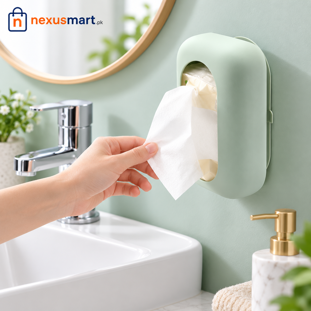 Silicone Suction Tissue Box Holder β Wall-Mounted Tissue Organizer