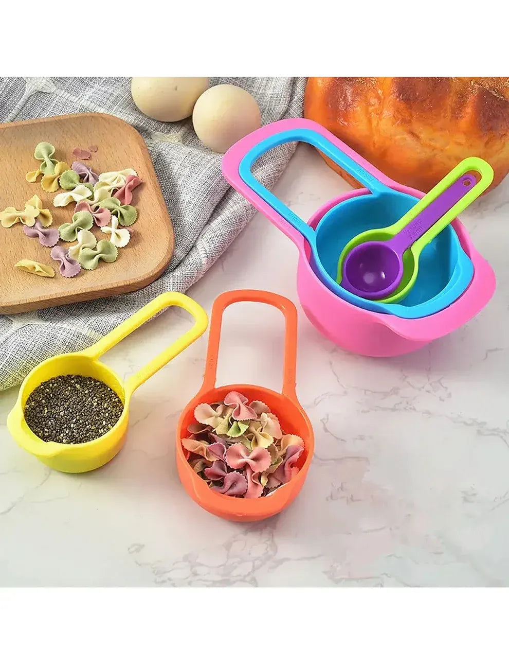 6 Pieces Measuring Spoons & Cups with Scale Kitchen & Cooking view 6 - Nexusmart Pakistan
